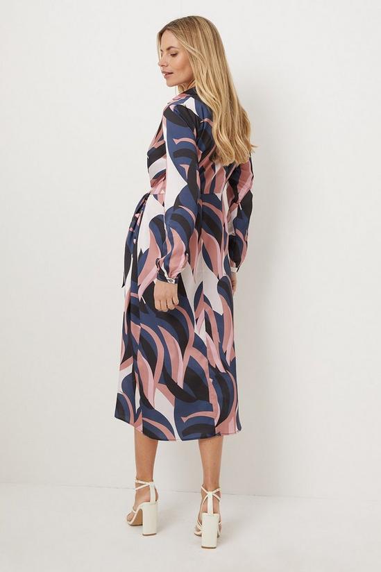 Wallis Petite Blush Swirl Geo Satin Print Dress 3