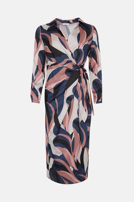 Wallis Petite Blush Swirl Geo Satin Print Dress 4