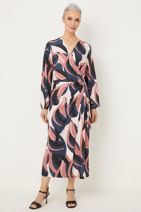 Wallis Pink Abstract Jersey Wrap Dress 1
