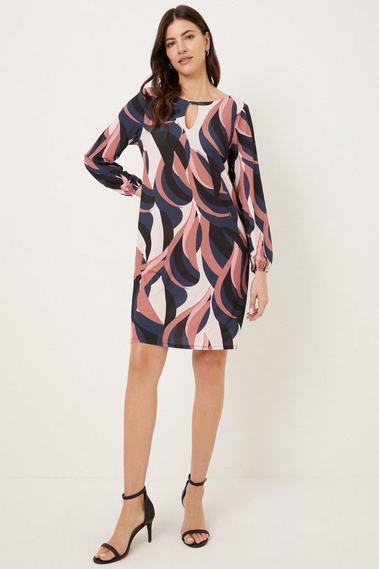 Wallis Pink Abstract Geo Jersey Shift Dress 1