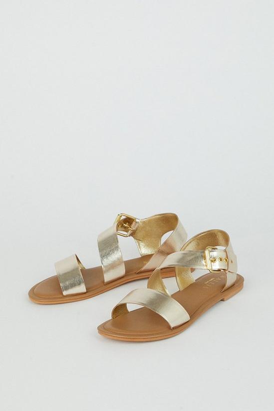 Wallis Leather Josie Asymmetric Strap Detail Flat Sandals 3