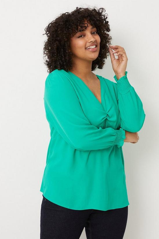 Wallis Curve Green Ruched Detail Top 1