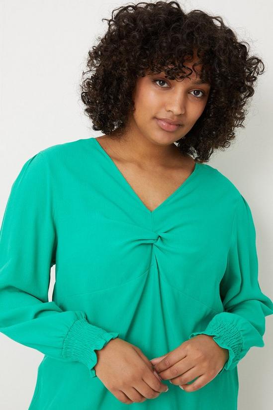 Wallis Curve Green Ruched Detail Top 2