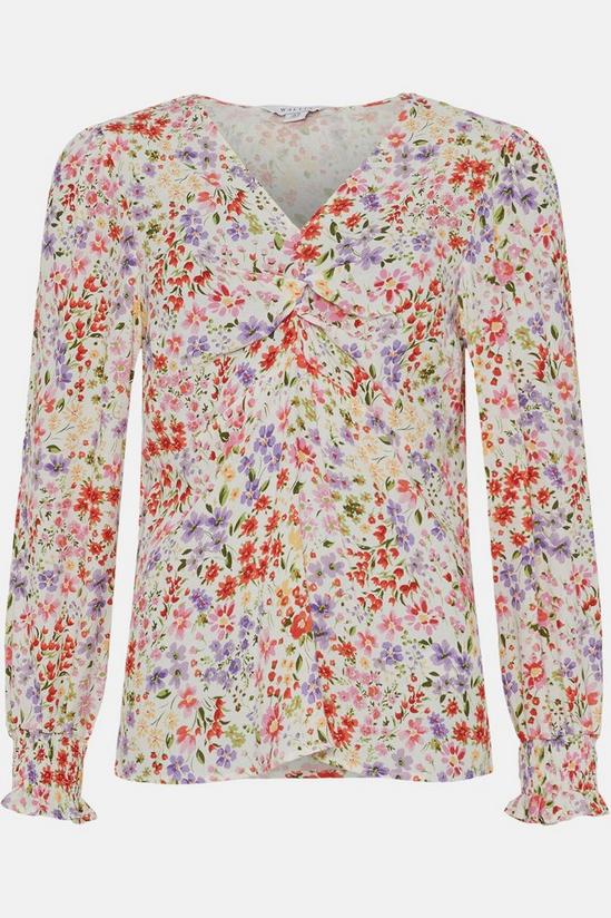 Wallis Petite Ivory Ditsy Floral Ruched Detail Top 5