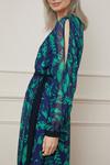 Wallis Silk Mix Feather Print Split Sleeve Wrap Midi Dress thumbnail 4