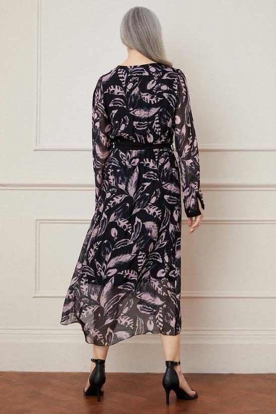 Wallis Silk Mix Feather Print Split Sleeve Wrap Midi Dress 3
