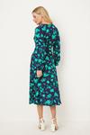 Wallis Petite Green Stencil Floral Belted Midi Wrap Dress thumbnail 3