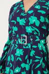Wallis Petite Green Stencil Floral Belted Midi Wrap Dress thumbnail 4