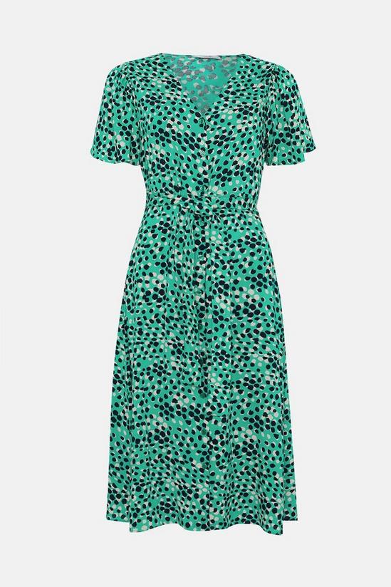 Wallis Petite Green Polka Dot Button Through Midi Dress 5
