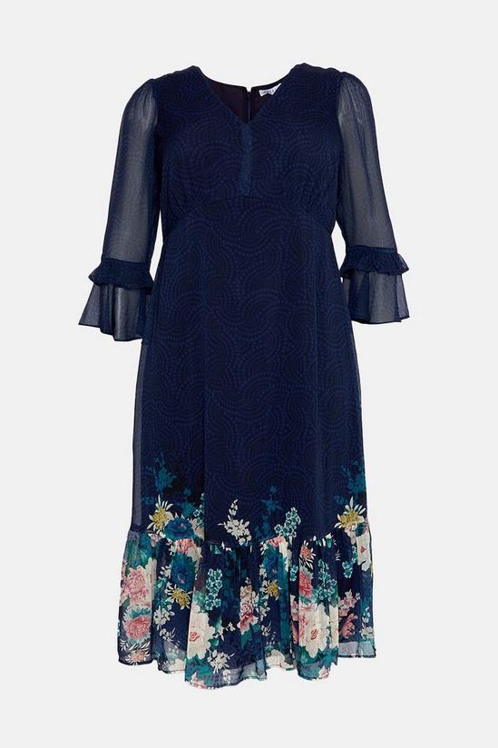 Wallis Curve Navy Floral Border Print Tea Midi Dress 5