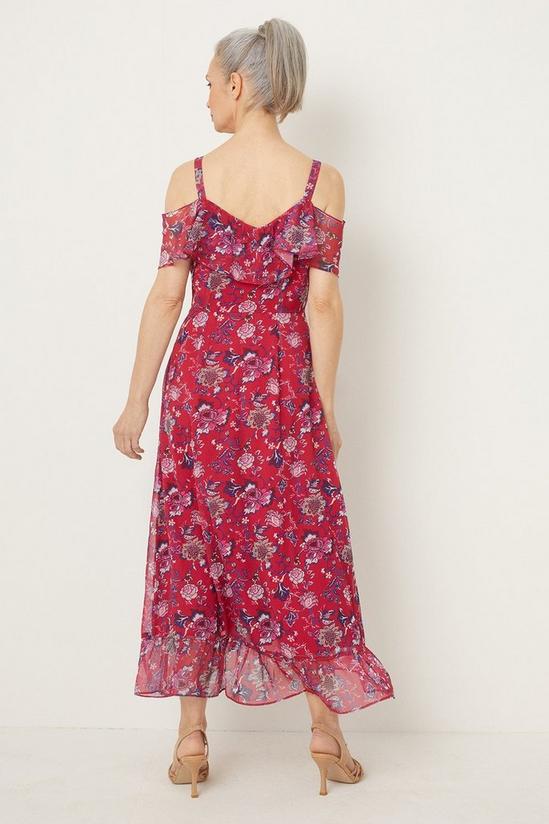 Wallis Pink Floral Cold Shoulder Midi Dress 3
