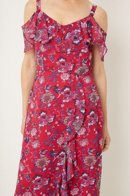 Wallis Pink Floral Cold Shoulder Midi Dress 4