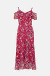 Wallis Pink Floral Cold Shoulder Midi Dress thumbnail 5