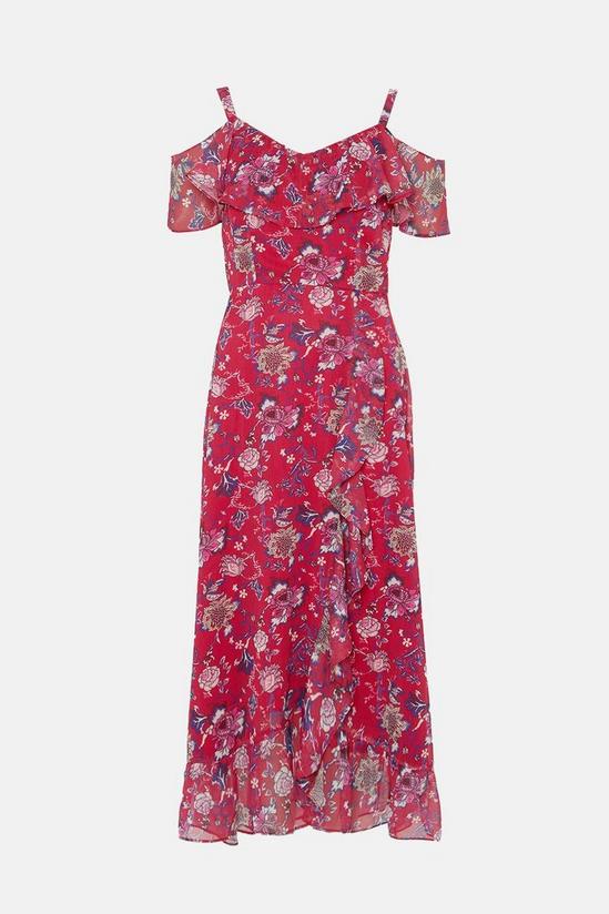 Wallis Pink Floral Cold Shoulder Midi Dress 5