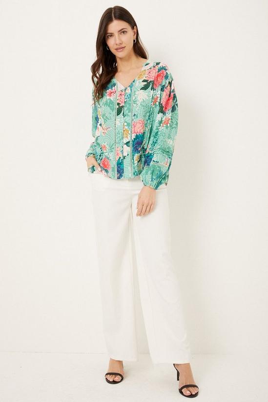 Wallis Mint Floral Pleated Top 1