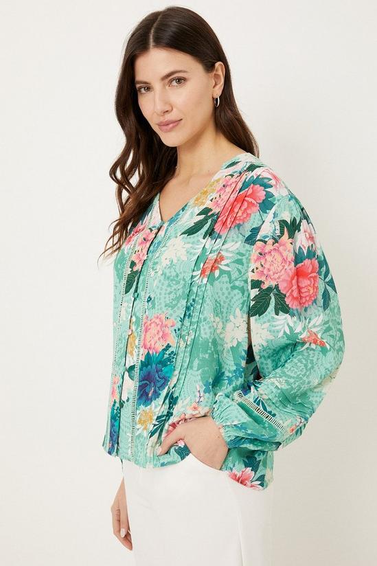 Wallis Mint Floral Pleated Top 2