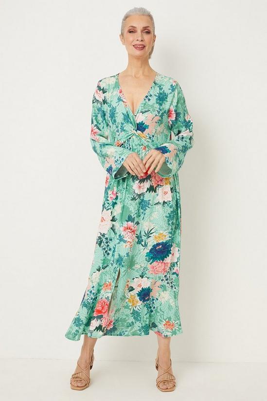 Wallis Mint Floral Twist Front Dress 1