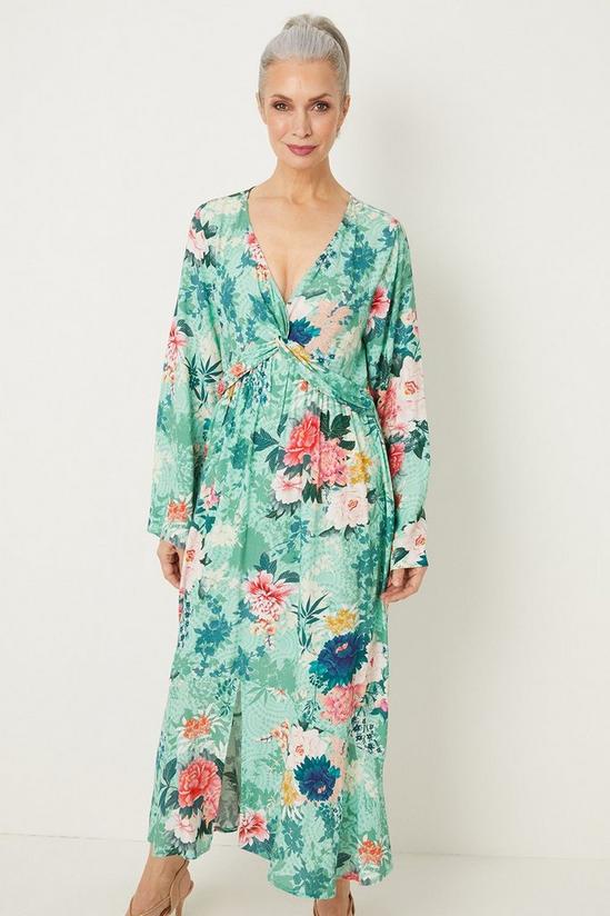 Wallis Mint Floral Twist Front Dress 2