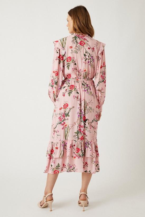 Wallis Blush Floral Button Through Midi Dress 3