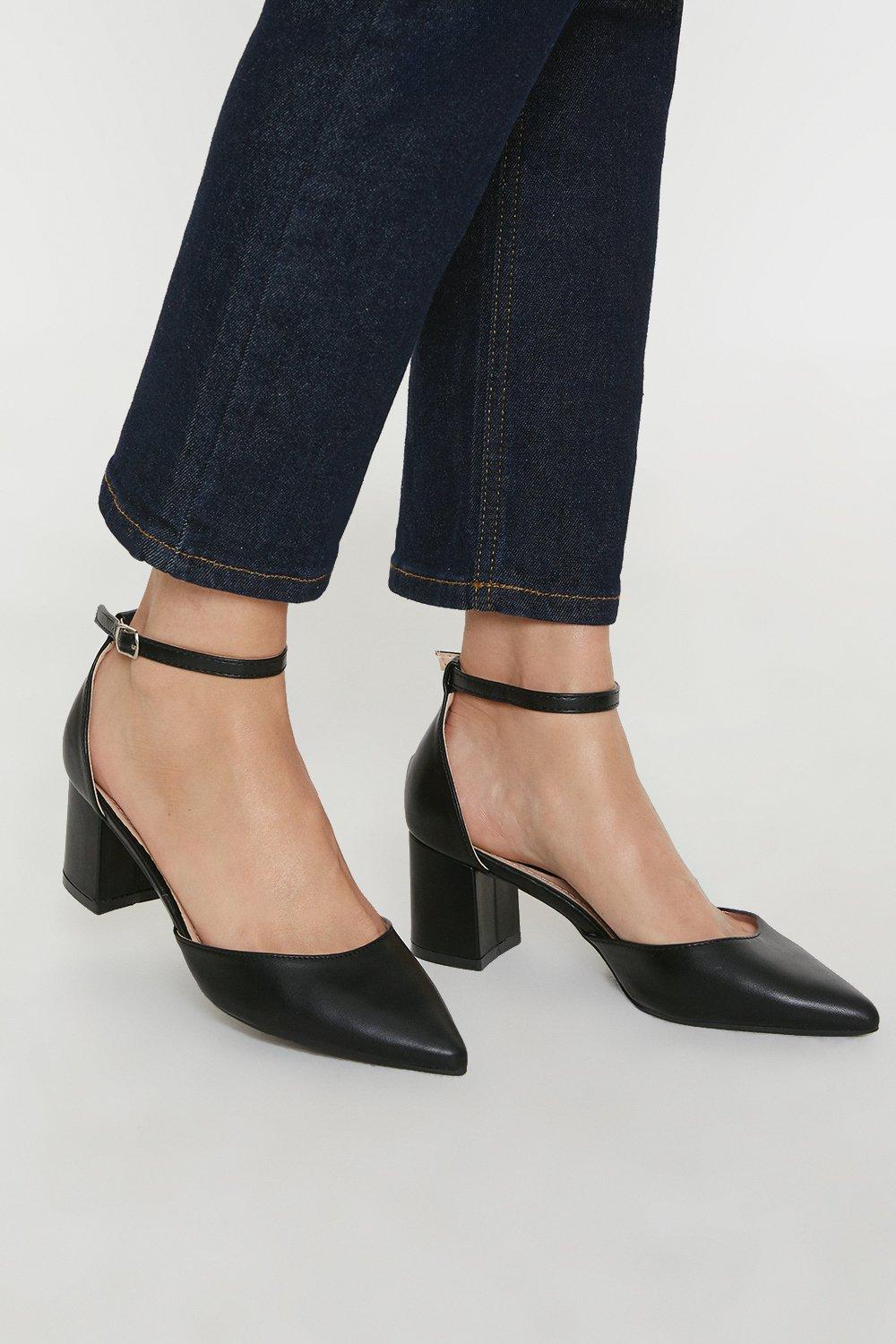 Heels, Della Two Part Block Heeled Court Shoes