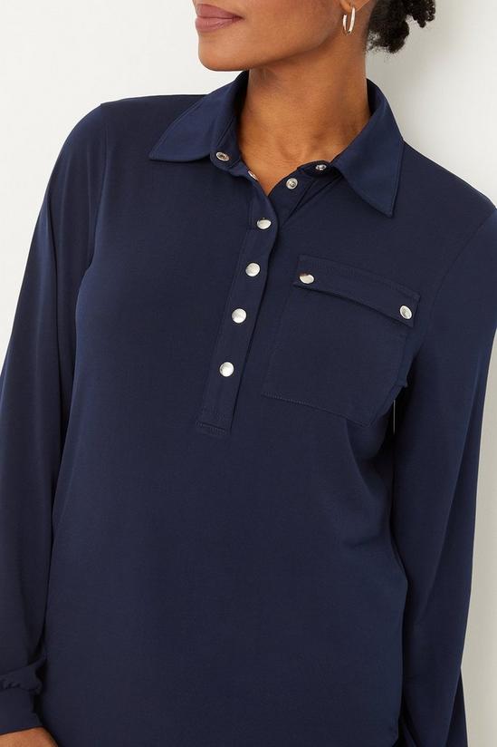 Wallis Navy Jersey Pocket Shirt 4