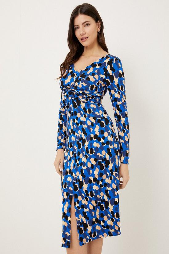 Wallis Blue Abstract Spot Twist Front Jersey Dress 2