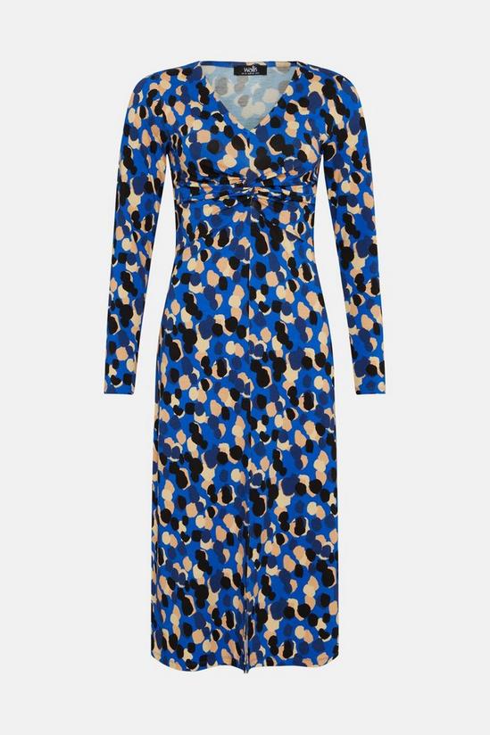 Wallis Blue Abstract Spot Twist Front Jersey Dress 5