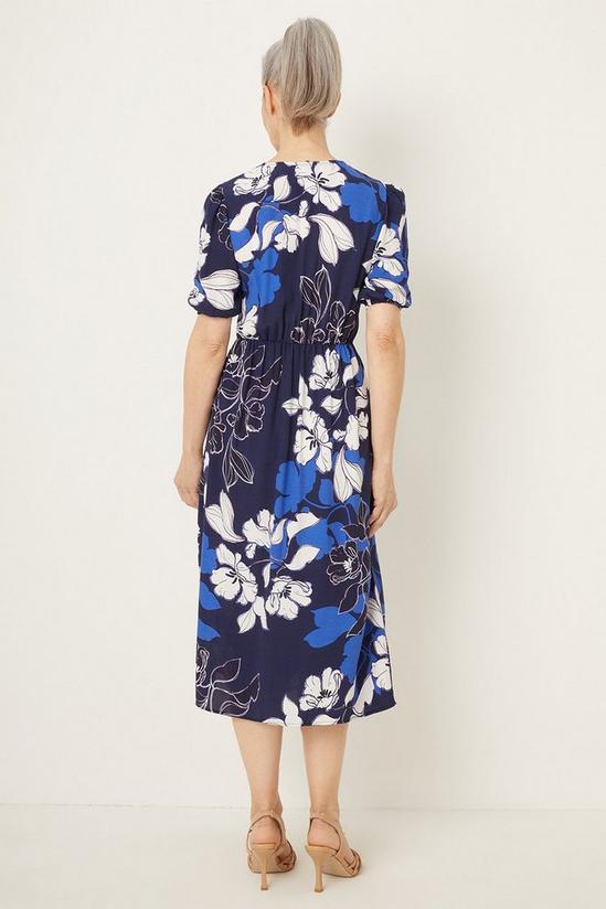 Wallis Blue Stencil Floral Midi Dress 3