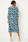 Wallis Blue And Green Floral Jersey Split Hem Midi Dress thumbnail 3