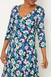 Wallis Blue And Green Floral Jersey Split Hem Midi Dress thumbnail 4