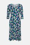 Wallis Blue And Green Floral Jersey Split Hem Midi Dress thumbnail 5