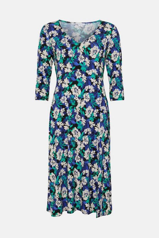 Wallis Blue And Green Floral Jersey Split Hem Midi Dress 5