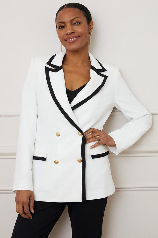 Wallis Ivory Tipped Double Breasted Blazer 1