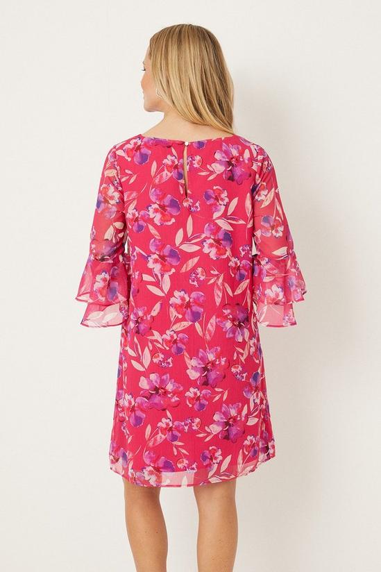 Wallis Petite Pink Watercolour Floral Ruffle Sleeve Shift Dress 3