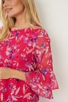 Wallis Petite Pink Watercolour Floral Ruffle Sleeve Shift Dress thumbnail 4