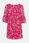 Wallis Petite Pink Watercolour Floral Ruffle Sleeve Shift Dress thumbnail 5