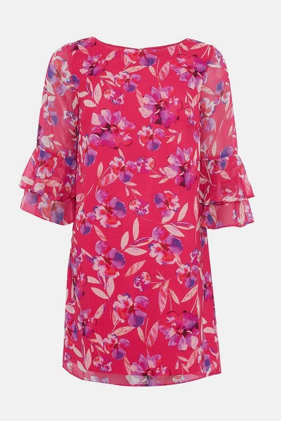 Wallis Petite Pink Watercolour Floral Ruffle Sleeve Shift Dress 5