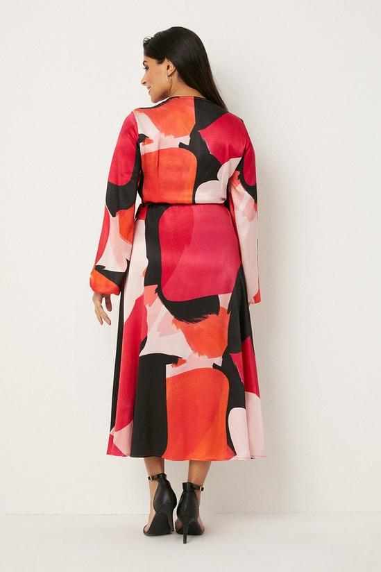 Wallis Petite Abstract Satin Wrap Midi Dress 3