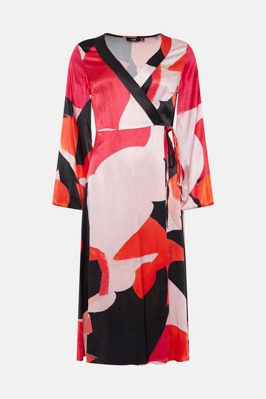 Wallis Petite Abstract Satin Wrap Midi Dress 5