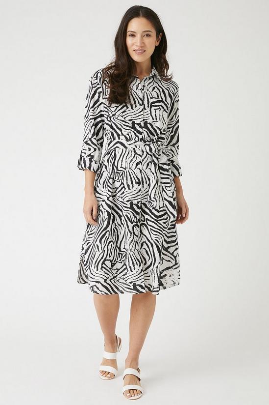 Wallis Zebra Print Linen Look Shirt Dress 1