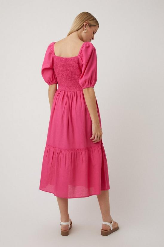Wallis Linen Look Puff Sleeve Midi Dress 3