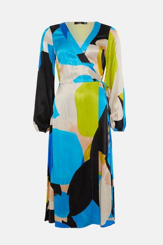 Wallis Abstract Satin Wrap Midi Dress 5