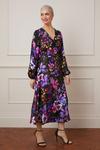 Wallis Floral Print Viscose Satin Wrap Midi Dress thumbnail 1