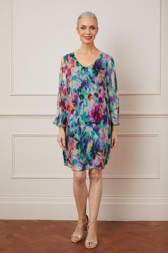 Wallis Silk Mix Abstract Floral Flute Sleeve Shift Dress 1