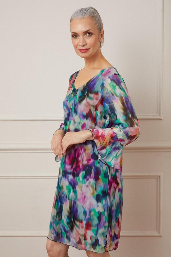 Wallis Silk Mix Abstract Floral Flute Sleeve Shift Dress 2