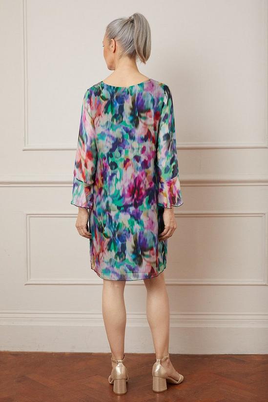 Wallis Silk Mix Abstract Floral Flute Sleeve Shift Dress 3