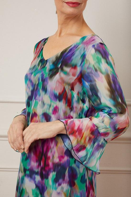 Wallis Silk Mix Abstract Floral Flute Sleeve Shift Dress 4