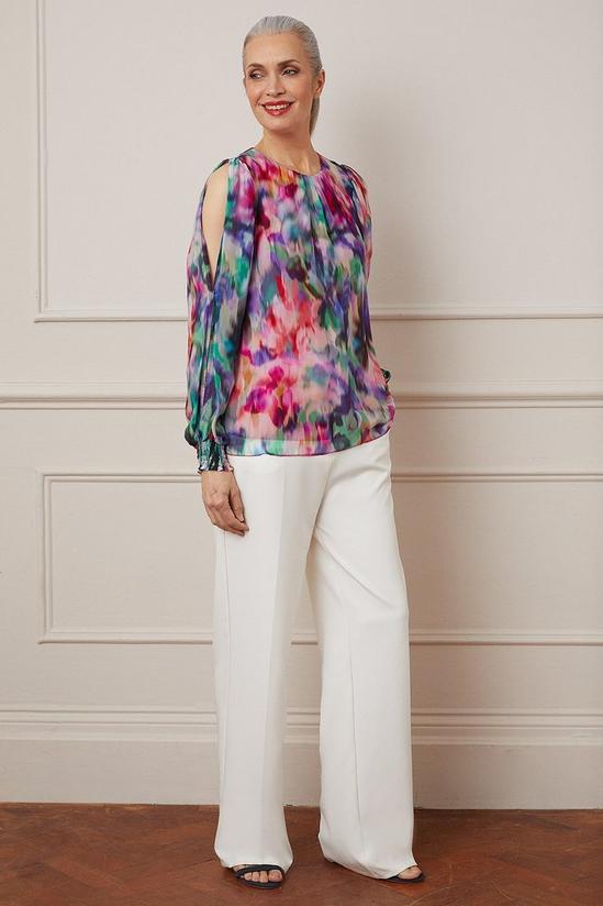 Wallis Silk Mix Abstract Floral Split Sleeve Top 1