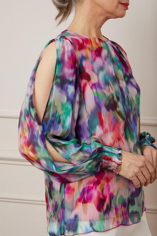 Wallis Silk Mix Abstract Floral Split Sleeve Top 4