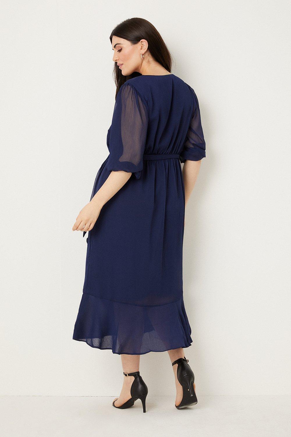 Navy chiffon midi on sale dress